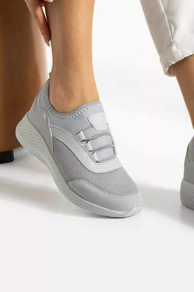 Buz Gri Anatomik Esnek Taban Slip-on Spor Ayakkabı Günlük Sneaker
