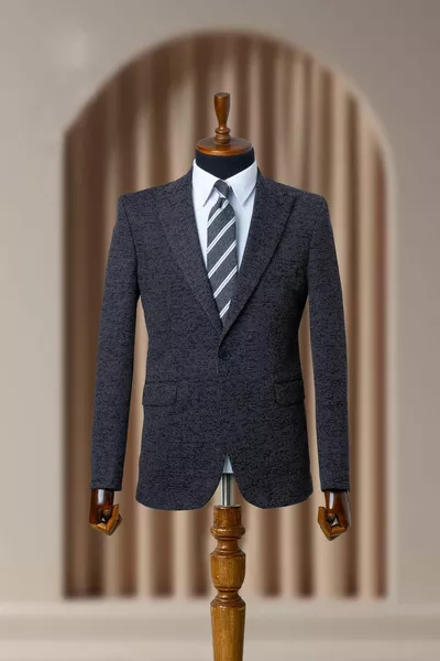 سترة بليزر رجالية كلاسيكية بقصة ضيقة من القماش الكرز الأسود على الطراز الإيطالي