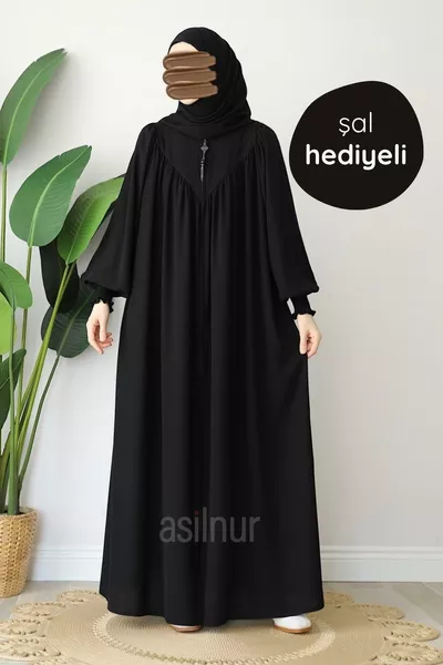 Комплект Елиф с шал и подарък, черен