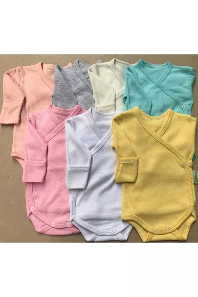 بودي بأكمام طويلة وأزرار كروزيه مع قفازات مدمجة (عبوة 7 قطع)