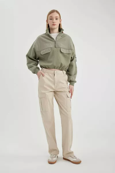 سويت شيرت قصير بسحّاب عند الرقبة سميك Coool SP