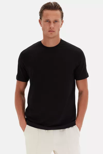 Ds Damat Oversize Siyah Bisiklet Yaka % Pamuk T-Shirt