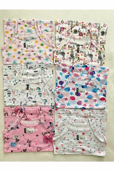 Girls' Colorful Mixed Pattern Cotton Spandex Tank Top Set of 6