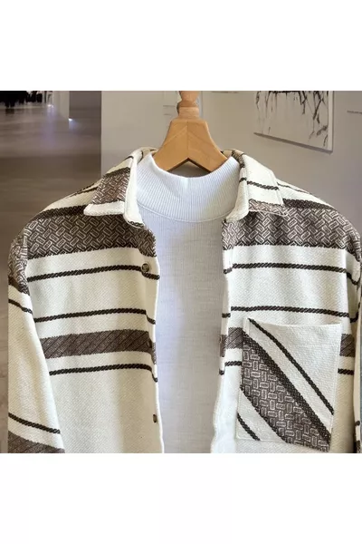 Erkek Oversize Gömlek Yaka Uzun Kollu Gömlek