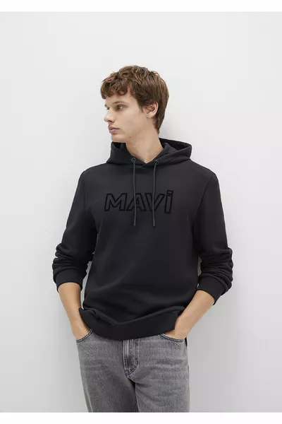 Sweat à capuche noir avec logo 