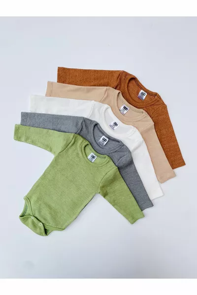 بودي بأكمام طويلة من القماش المرن بخمسة ألوان