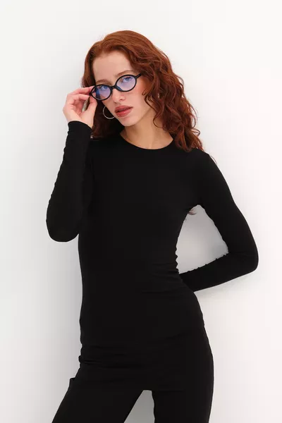 Bisiklet Yaka Basic Bluz 