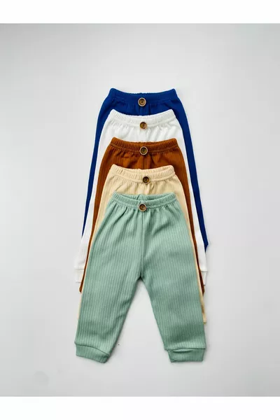 بنطلون أساسي بخمسة قطع، % قطن، بحزام مطاطي وموصى به