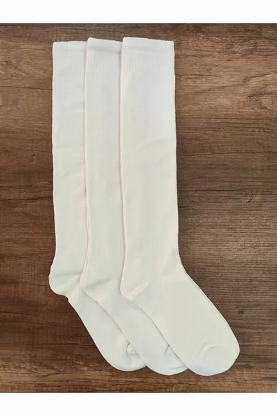 Chaussettes de football unisexes, lot de 3 paires, longues, pour terrain de futsal, en coton