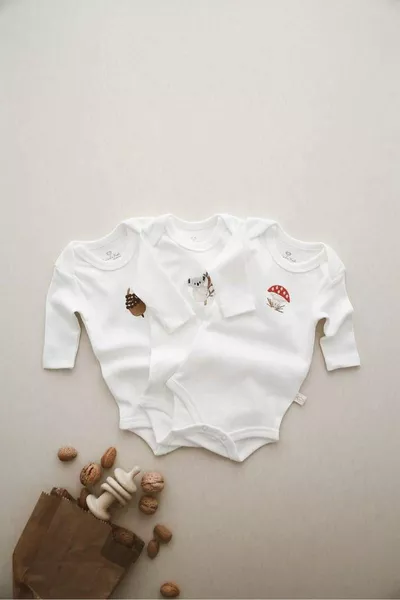 بدلة طويلة الأكمام للأطفال بثلاثة أزرار مطرزة - الطراز 1