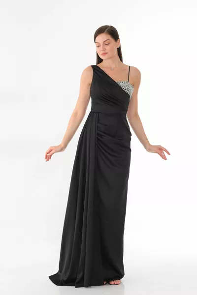 ABITI DA SERA MONOSPALLA IN PIETRA SATINATA