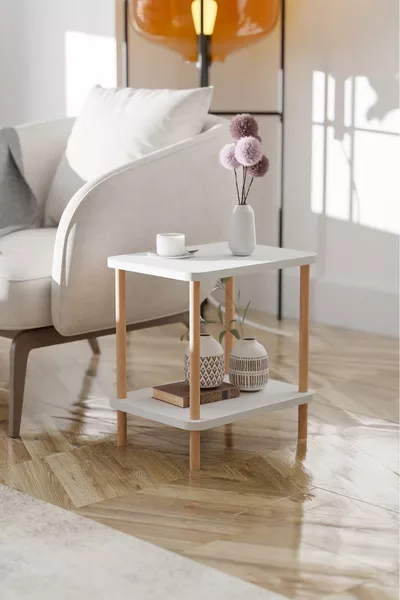 2-plank zijtafeltje, brede krantenhouder, boekenrek, plantenstandaard, nachtkastje, multifunctioneel nachtkastje