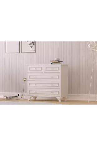 Commode Lina Country multifonction à 5 tiroirs