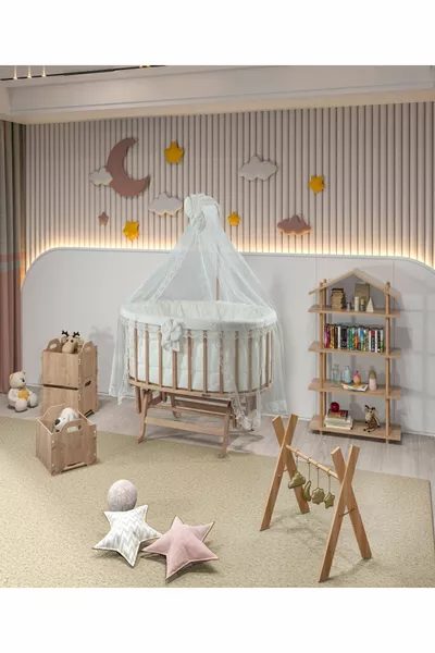 أمدان بيسيك كريم مع طقم نوم دانتيل فرنسي وخشب طبيعي