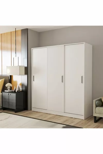 Armoire coulissante 3 portes Mdflam sans miroir