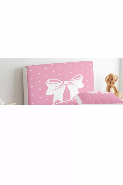 Baza Başlık Kılıfı Pembe Zemin Beyaz Puantiyeli Kurdale