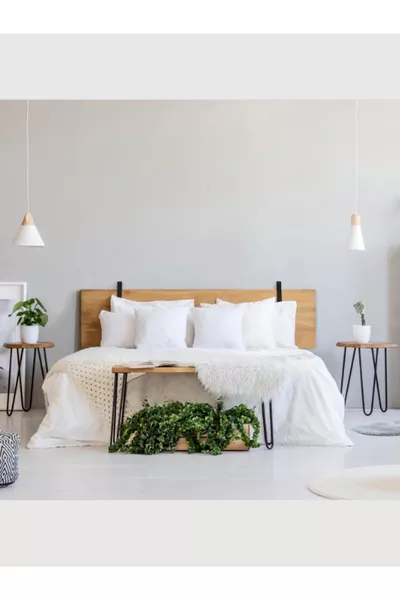 وسادة زخرفية بمشبك جلدي لرأس السرير - قطعتان بحزام سمك سنتيمتر