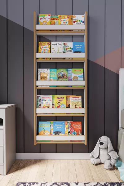 Libreria per bambini Montessori in MDF a 5 ripiani * Cm Bianco