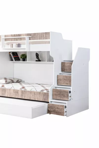 Bunk Bed, Brave Bunk Bed with Cradle - Walnut 2 Comfort Mattresses