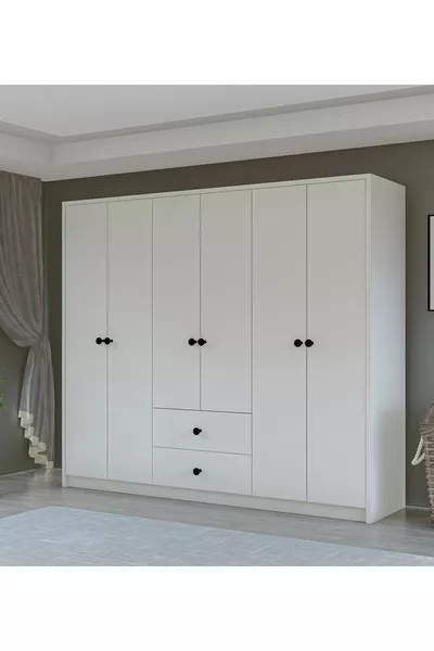 خزانة ملابس GM  ديلوكس 6 أبواب بدرجين بمقابض أزرار