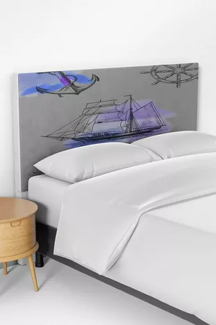 Sailor Nautical Pattern Kids' Room Bed Base Headboard Cover