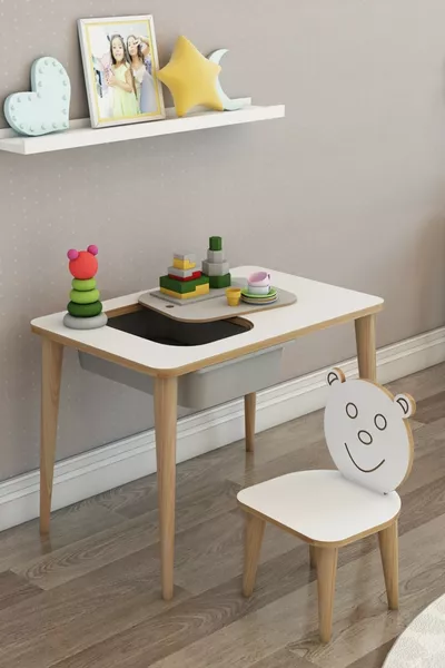 Children's Study Desk Play and Activity Table Summer-Winter Single Desk with Chair