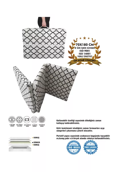 سرير قابل للطي سرير أرضي مرتبة إسفنجية (سم) ألاجاتي بسحاب