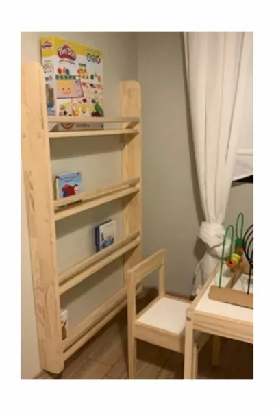 Libreria Montessori in legno per camera dei bambini, libreria educativa