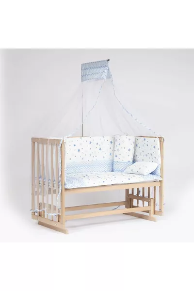 سرير أطفال خشبي طبيعي كامل فائق الجودة بقابلية التأرجح بجانب الأم بأربع مستويات مع مجموعة نوم + مرتبة