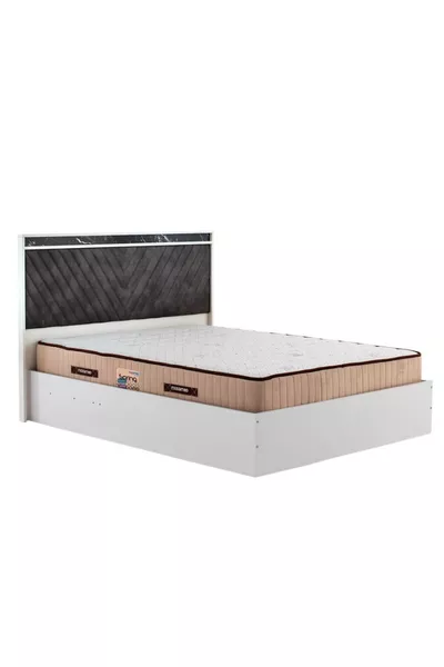 White Europe Double Bed Set - Mattress / Bed Base / Headboard