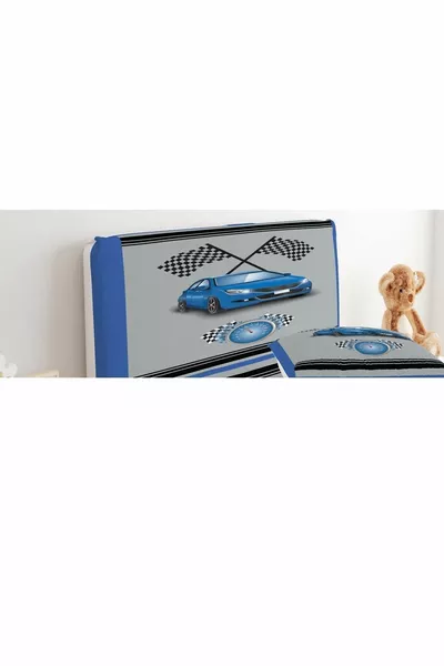 غطاء رأس السرير الأزرق لسيارة السباق