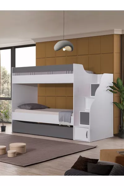 سرير بطابقين بريستيج، سرير بطابقين مع سرير جانبي - أنثراسيت