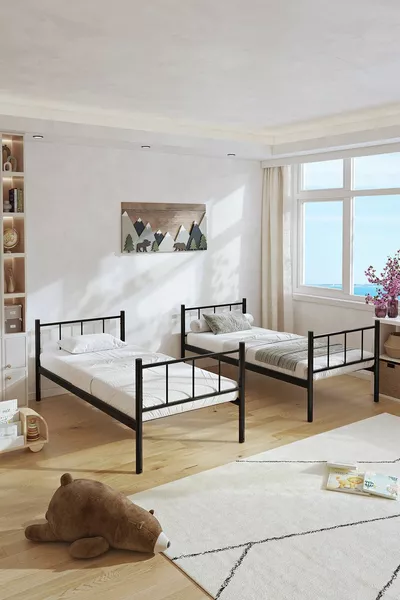 Tekno Ranza Легло Съвместимо Черно Отделяемо Метално Легло-Разтегателна Койла