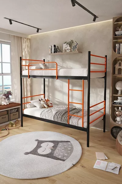 سرير بطابقين تريند مناسب للمرتبة باللون البرتقالي مع معدن قابل للفصل