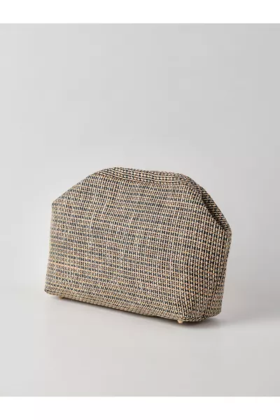 Dames Gestreepte Jute Straw Clutch Handtas