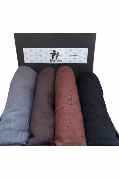 Комплект из 4 шейных платков для женщин с бамбуком, модель Краш, закрытая одежда - серый > светло-коричневый > черный > коричневый