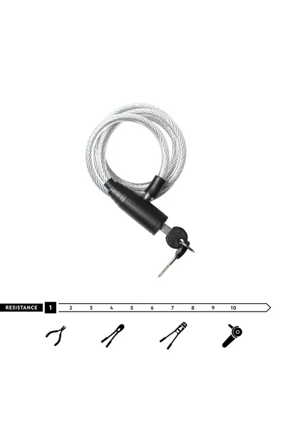 قفل دراجة مع مفتاح رمادي