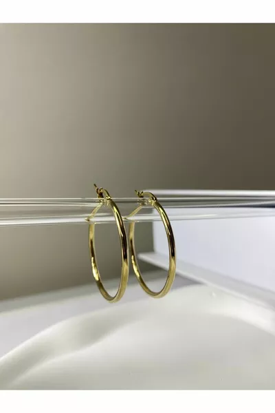 Orecchini a cerchio in acciaio con clip da 3 cm