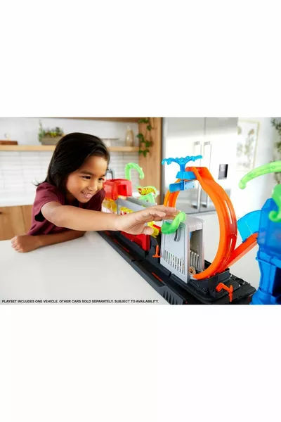 Ensemble de jeu de lavage de voiture avec un énorme poulpe