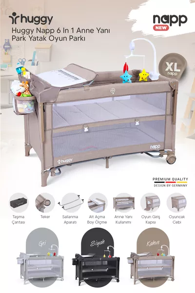 ناب 6 في 1 سرير حضانة وطاولة لعب سرير كبير XL