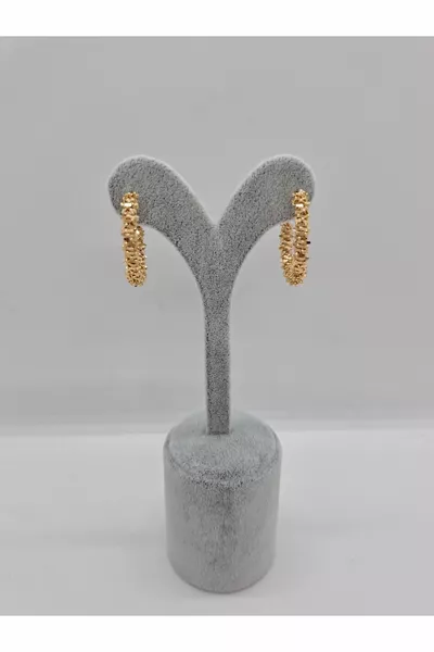 Steel Star Dust Dorika Hoop Earrings 3 Cm