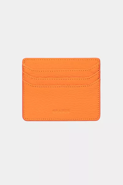 Porte-cartes en cuir véritable ultra-fin pour femmes et hommes, orange