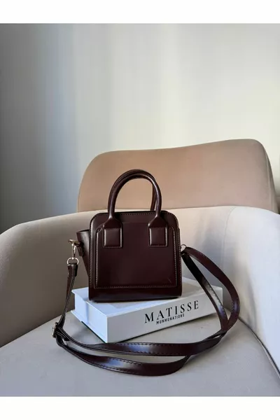 Women's Bitter Coffee Faux Leather Timeless Trend Crossbody Hand and Shoulder Bag