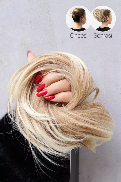 Жена с разрошен кок и платинени кичури