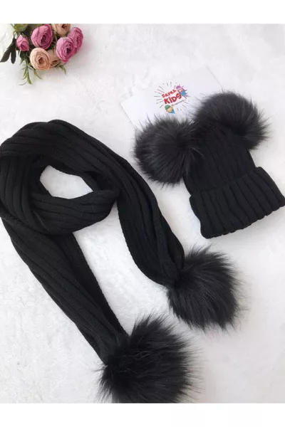 Детски комплект от вълнена шапка и шал