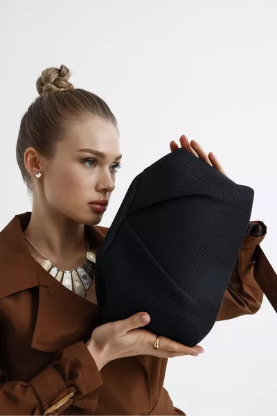 Heybes Dames Zwart Geplooide Clutch Handtas