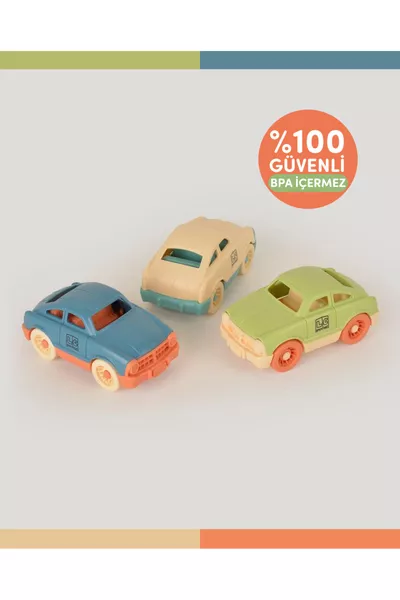 Ensemble de 3 petites voitures Vert Beige Bleu