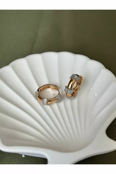 Baguette Stone Hoop Earrings