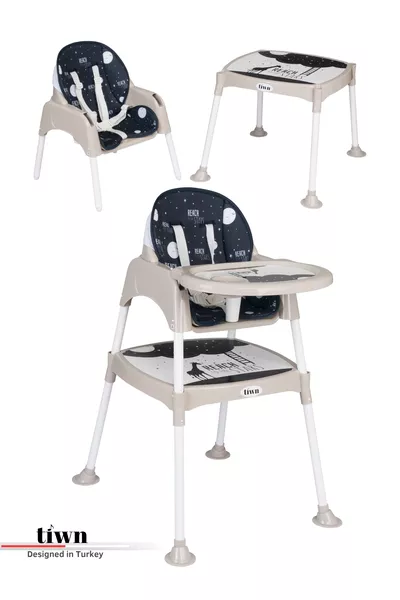 كرسي طعام للأطفال Reach Stars مع طاولة عمل، حزام أمان بخمس نقاط، وصينية قابلة للإزالة