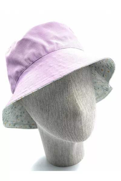 Cappello a secchiello lilla con fiori croccanti, reversibile - Zelice